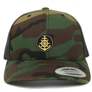 Gold Anchor Patch Retro Fit Trucker Mesh Cap