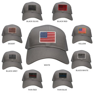 USA American Flag Embroidered Patch Snapback Mesh Trucker Cap GREY 30-287-GREY image 1