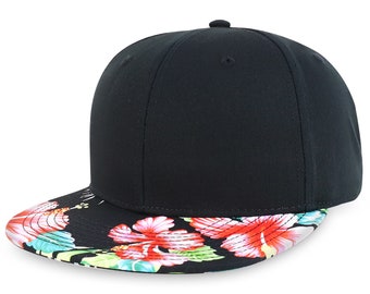 Casquette surdimensionnée 2XL à imprimé floral et hibiscus hawaïen