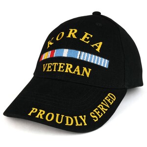 Korean War Veteran Baseball Cap - Embroidered Black Cotton Ball Cap For Vets