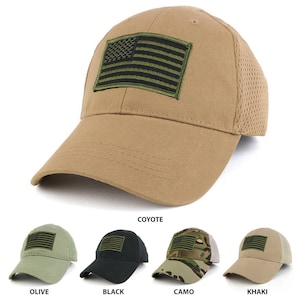 USA amerikanische Flagge gedämpft Olive bestickt taktische Patch mit Mesh Operator Cap (EC-72064-USA-Blkolv-Mesh)