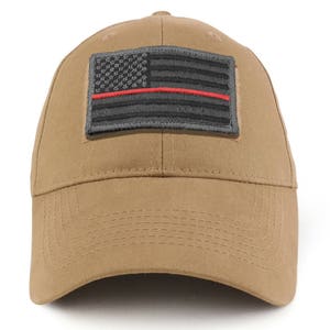 Usa Grey Flag Thin Red Tactical Patch Cotton Adjustable Baseball Cap EC-GRY-TR image 3