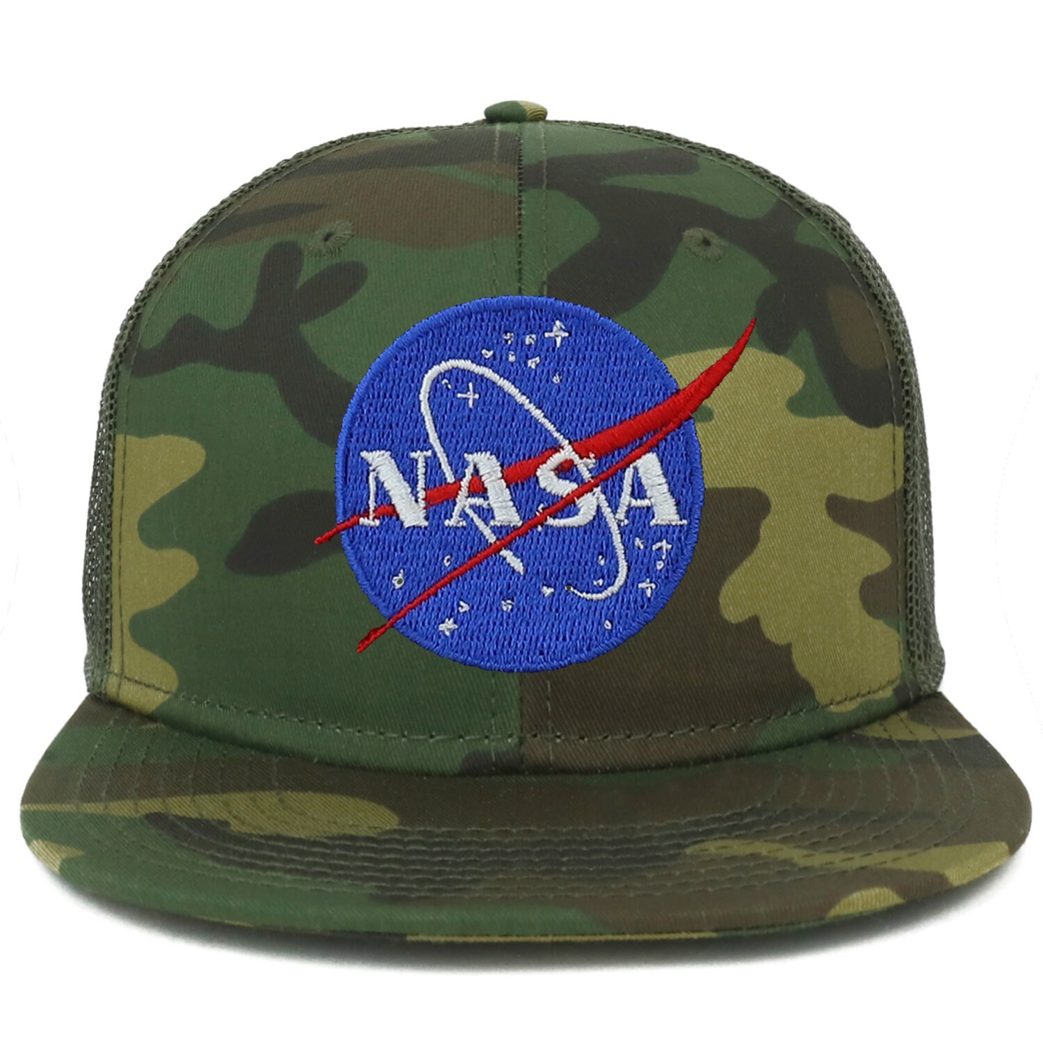 Oversize XXL NASA Insignia Logo Patch Camouflage Flatbill Mesh Snapback ...
