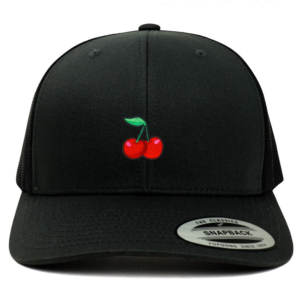 Cherry Embroidered Patch Snapback Mesh Trucker Cap - Etsy