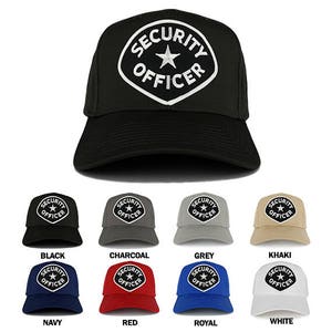 Oficial de seguridad grande negro blanco bordado parche ajustable gorra de béisbol (27-079-PM4075)