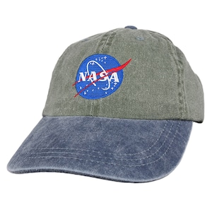 Boné de algodão lavado bordado com almôndega Insignia da NASA - 9 cores