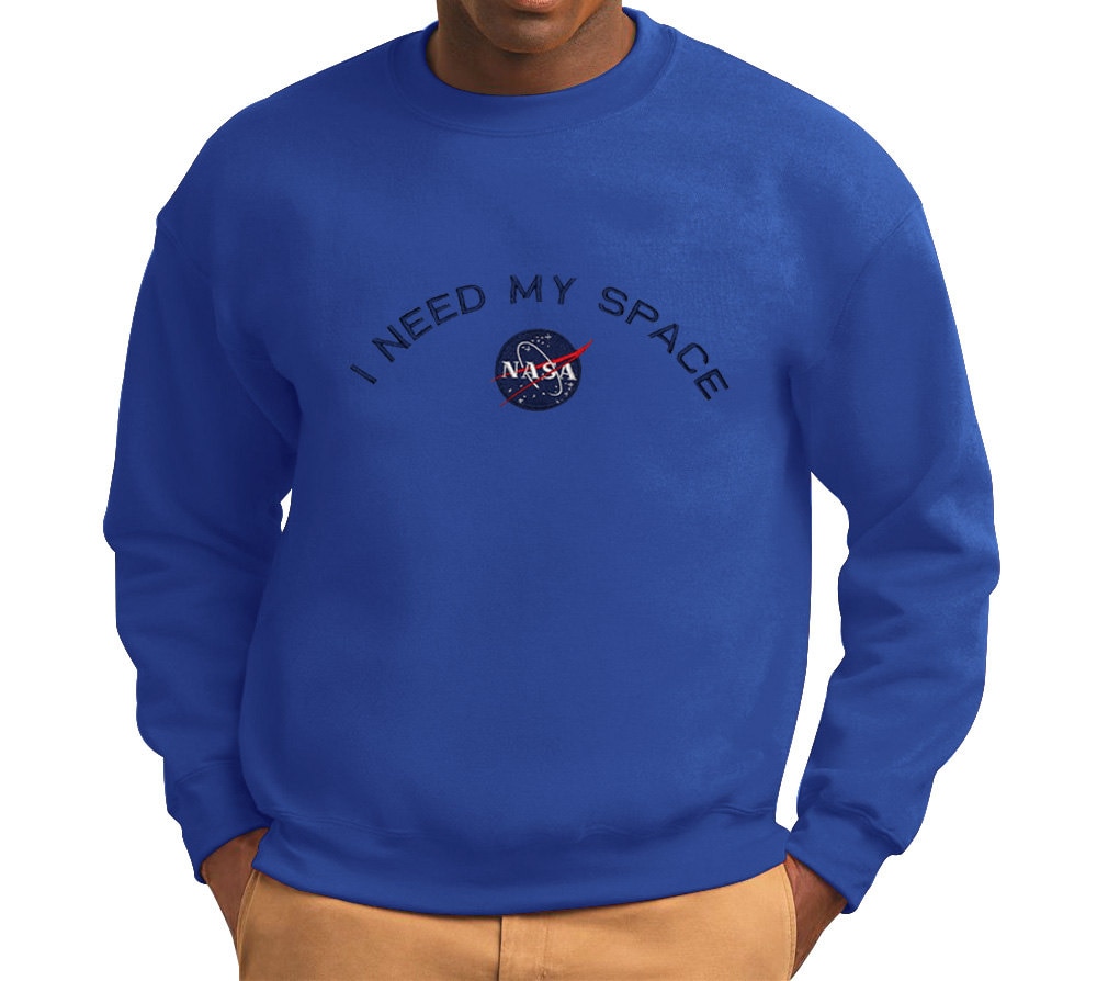 Men's NASA I Need My Space Insignia Embroidered Crewneck | Etsy