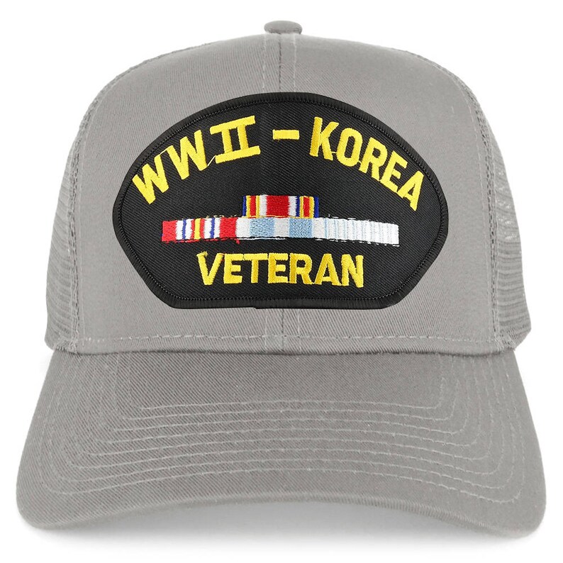 Armycrew WW2 To Korea Veteran Embroidered Patch Snapback Mesh Trucker Cap 30-287-PML176 image 4