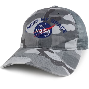 Ongestructureerde, ongestructureerde NASA, I Need My Space-truckerpet met geborduurde camouflageprint (255-INEEDMYSPACE)