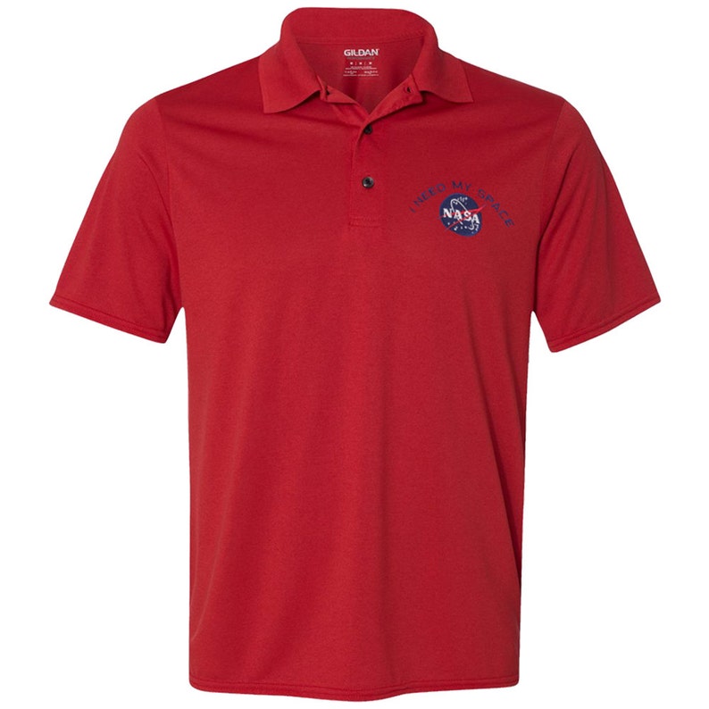 Mens Nasa I NEED MY SPACE Meatball Embroidered Poly Jersey Sport Shirt ...
