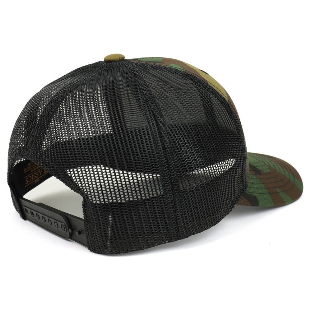 American Flag Patch Snapback Trucker Mesh Cap - Camo (6606-CAM