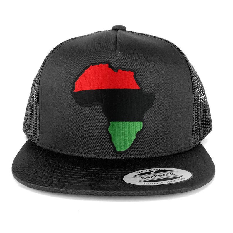 5 Panel Red Black Green Africa Map Embroidered Patch Flat Bill Mesh Snapback 6006-AFRICA-7 image 4