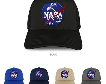 XXL Oversize NASA Insignia Logo Patch Mesh Back Trucker Baseball Cap (30-287XX-INSIGNIA)