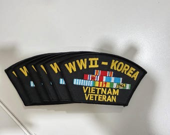 WWII Korean Vietnam Veteran Large Patch - Pack of 6