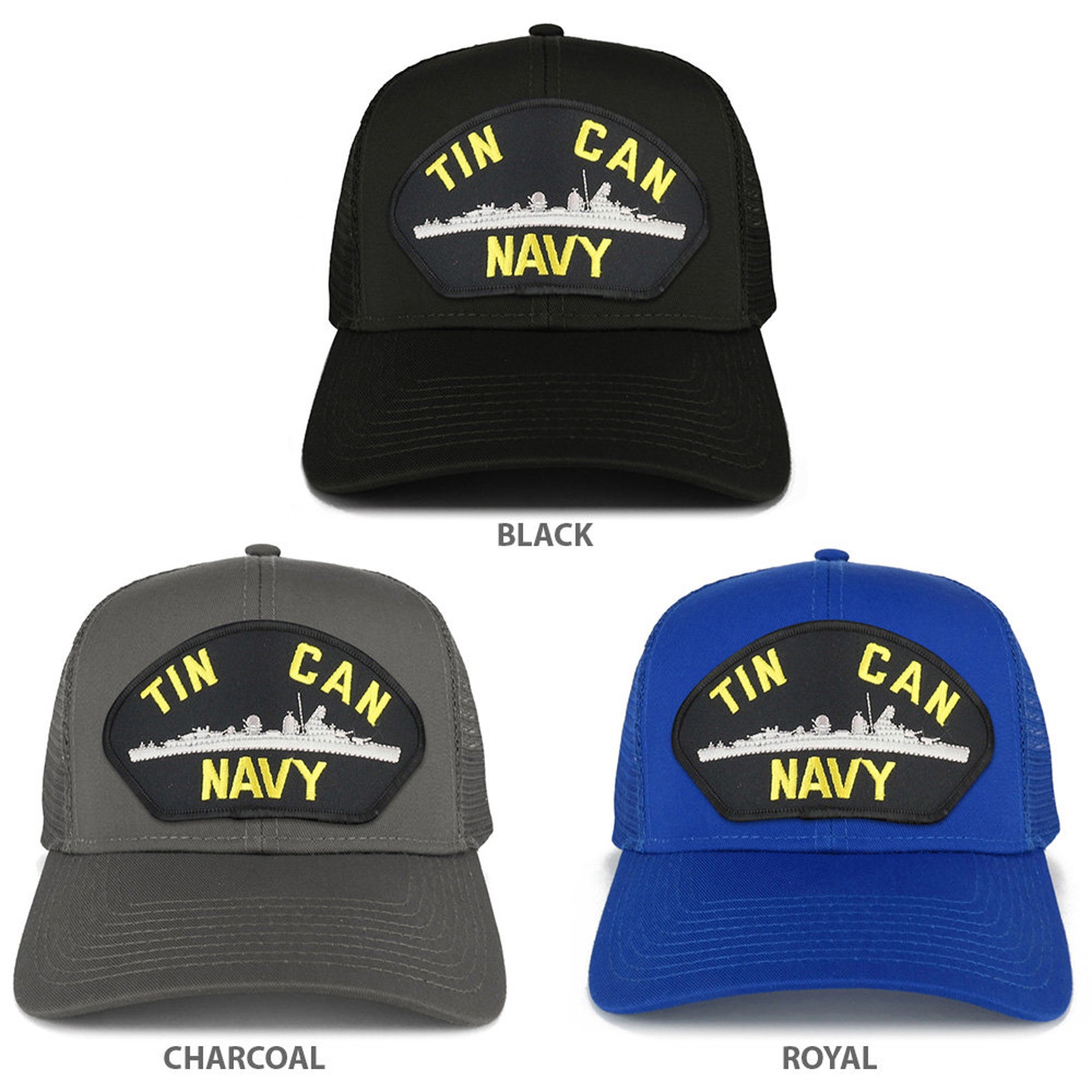 Armycrew Tin Can Navy Submarine Patch Snapback Trucker Cap – Black, Mesh Back, Adjustable Snap - View #8