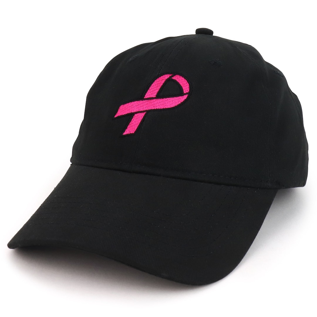 Pattern Cancer Ribbon Cap Large Breast Cancer Pink Ribbon Embroidered Brushed Soft Cotton Cap - Etsy