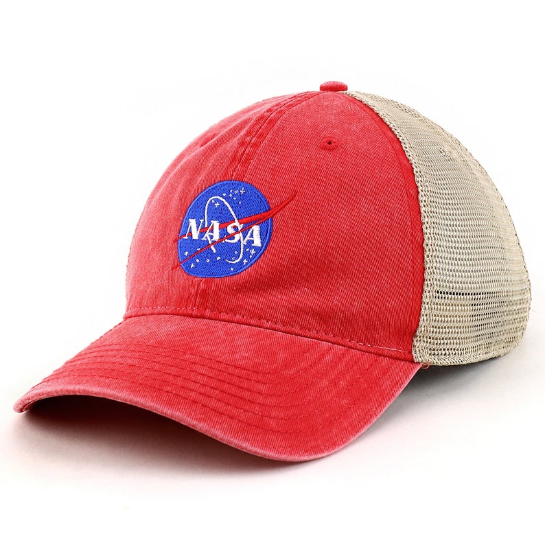 Oversize XXL NASA Insignia Logo Embroidered Washed Trucker Mesh Cap ...
