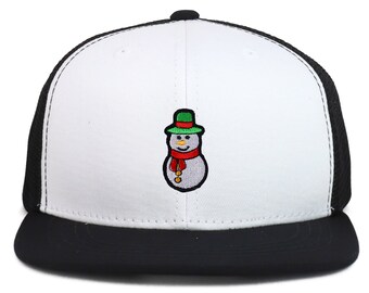 Youth Size Snowman Patch Structured Mesh Back Flatbill Snapback Cap