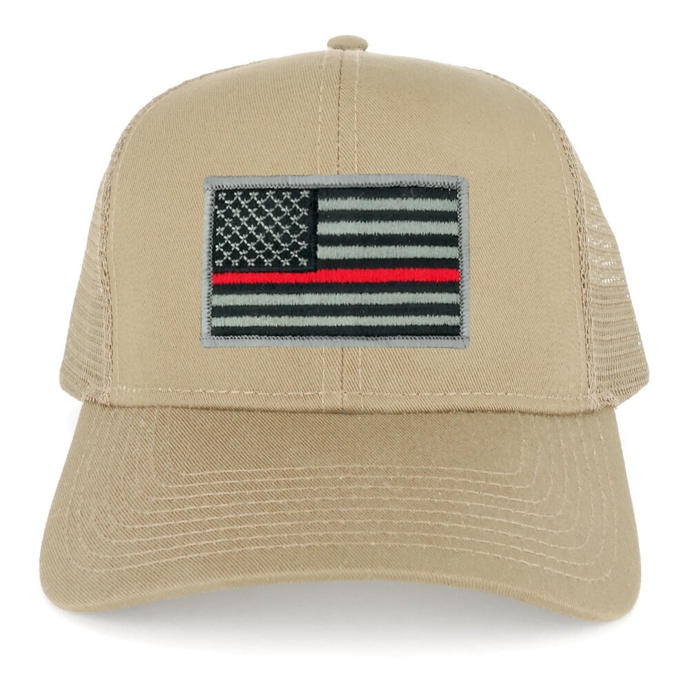 Xxl Oversize Thin Red Line Usa Flag Patch Mesh Back Trucker - Etsy