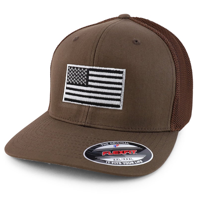 XXL USA American Flag Embroidered Flex Fitted Mesh Back Baseball Cap – Armycrew, Unisex