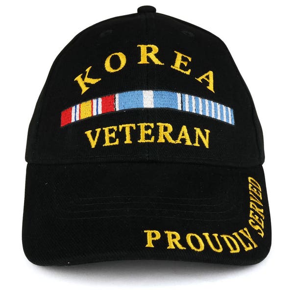 Korea War Veteran Ribbon Embroidered Structured Military Baseball Cap (EE-CP00508)