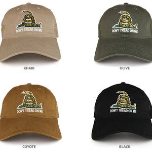 Don&#39;t Tread on Me Gadsden Flag Embroidered Soft Washed Cotton Baseball Cap (A03-1GAD)