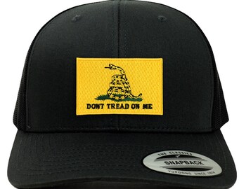 Don't Tread on Me Yellow Embroidered Patch Retro Trucker Mech Baseball Cap (FLX-6606-DTOM-YLW)