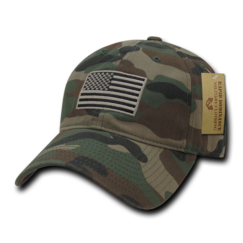 Oversize XXL Camouflage Flat Bill Snapback Cap - USA Flag Patch, Big Head Size