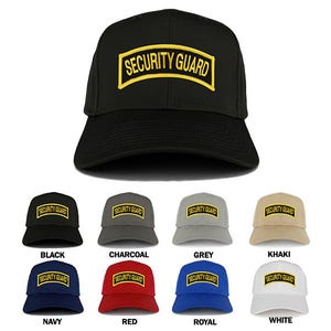 Security Guard Tab Embroidered Iron on Patch Adjustable Baseball Cap (27-079-PM3412)