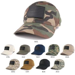 US American Flag Black 3-D Rubber Tactical Patch with Adjustable Structured Operator Cap (T90-USA-BLK-T75)
