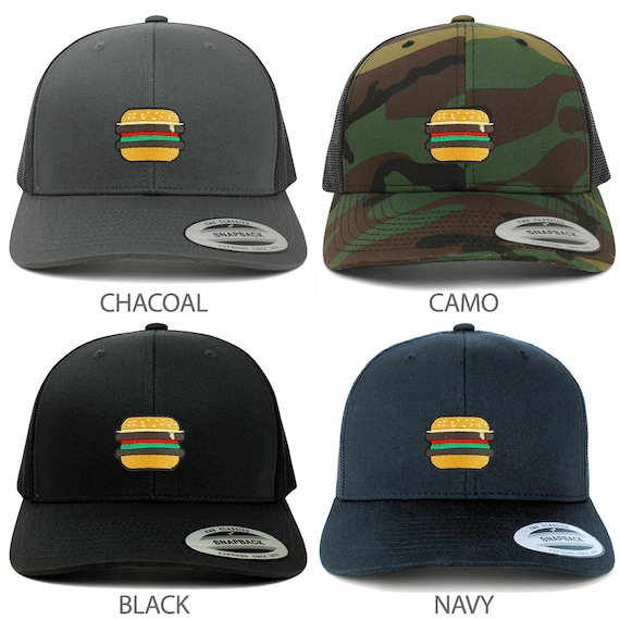 Burger Embroidered Patch Snapback Mesh Trucker Cap