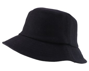 Oversized Plus Big Size Wool Winter Bucket Hat with Stitches on The Brim