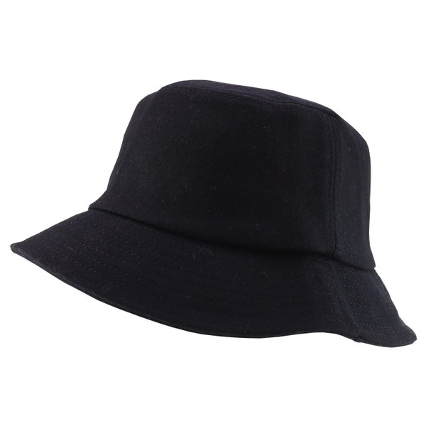 Oversized Plus Big Size Wool Winter Bucket Hat with Stitches on The Brim