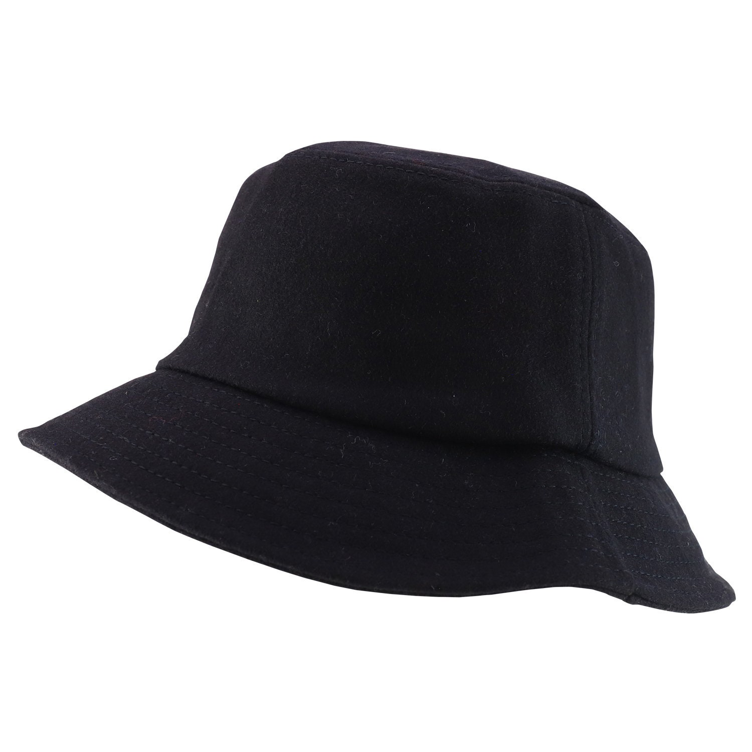 Oversized Plus Big Size Wool Winter Bucket Hat with Stitches On The Brim