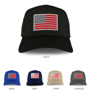 xxl Oversize Red Grey usa American Flag Patch Solid Baseball Cap