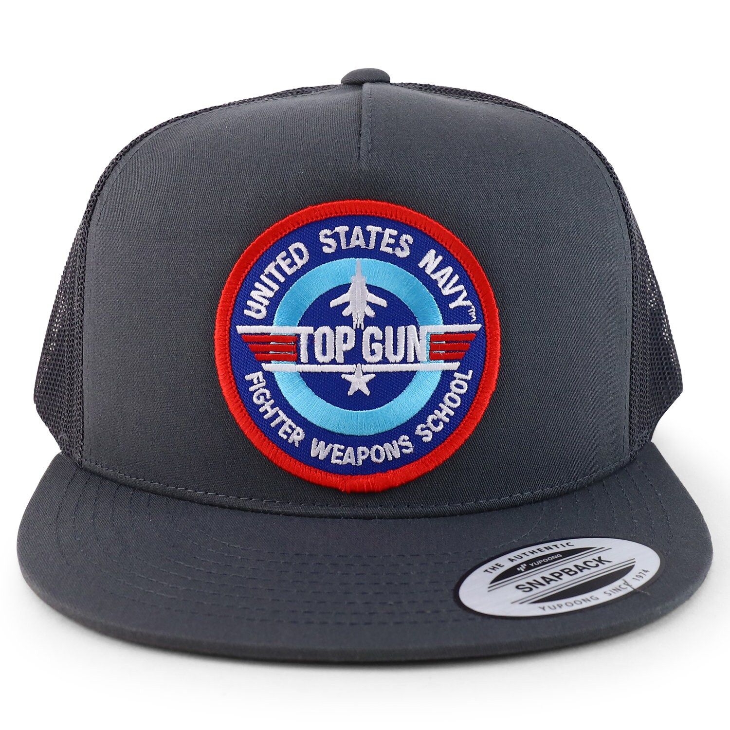 US Navy TOP Gun Patch 5 Panel Flat Bill Trucker Mesh Cap (AC-6006