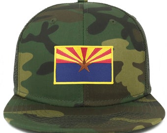 Armycrew Arizona State Flag Patch Two Tone Camo Black Flatbill Snapback Baseball Cap