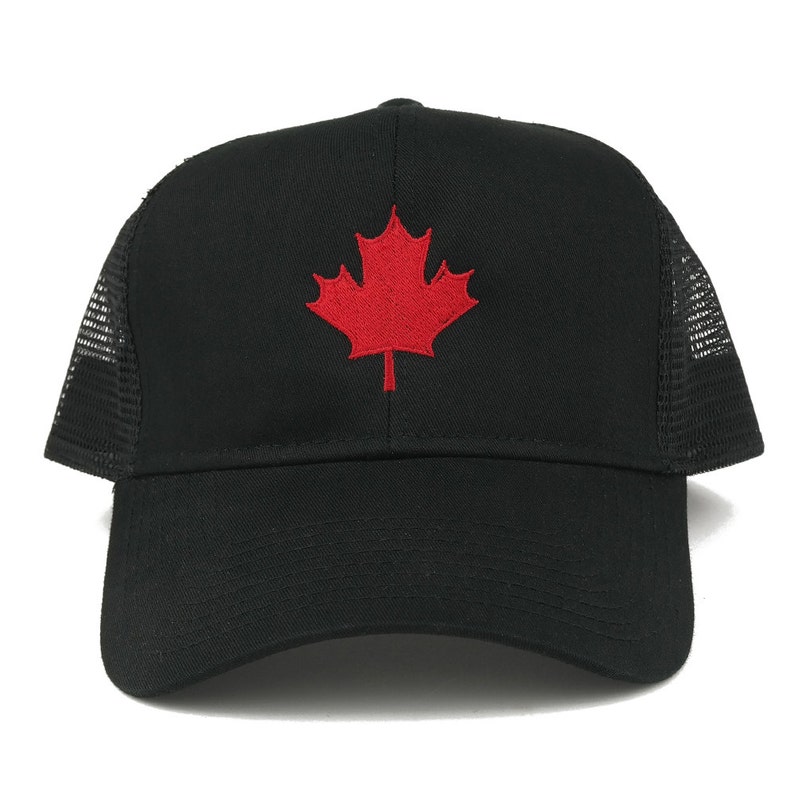 Canada Maple Leaf Embroidered Adjustable Mesh Trucker Baseball Cap 2 Colors image 2