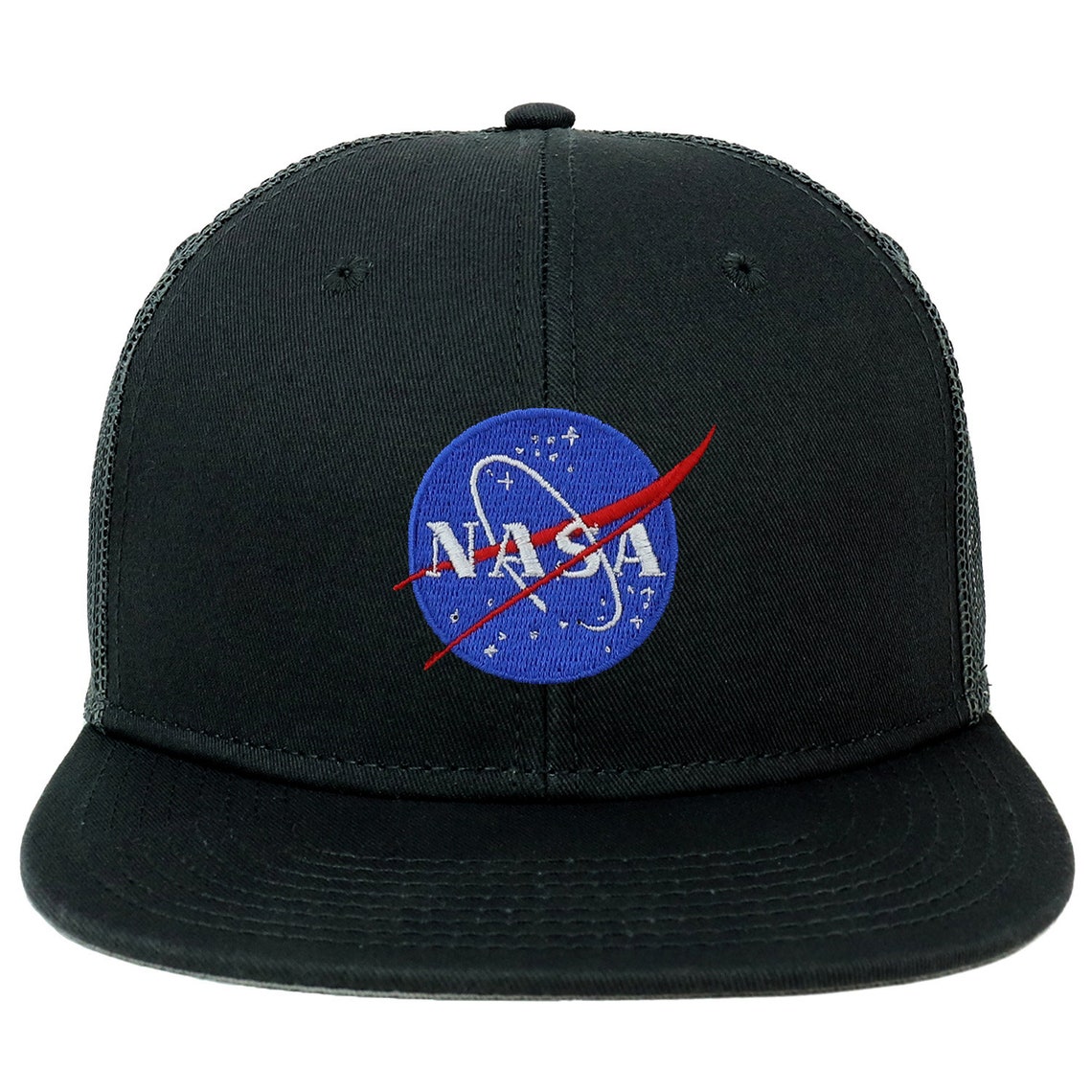 Oversize XXL NASA Insignia Logo Embroidered Flatbill Mesh Snapback Cap ...