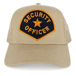 Security Officer Large Navy Gold Embroidered Iron on Patch Adjustable Trucker Mesh Cap 30-287-PM4007 image 5