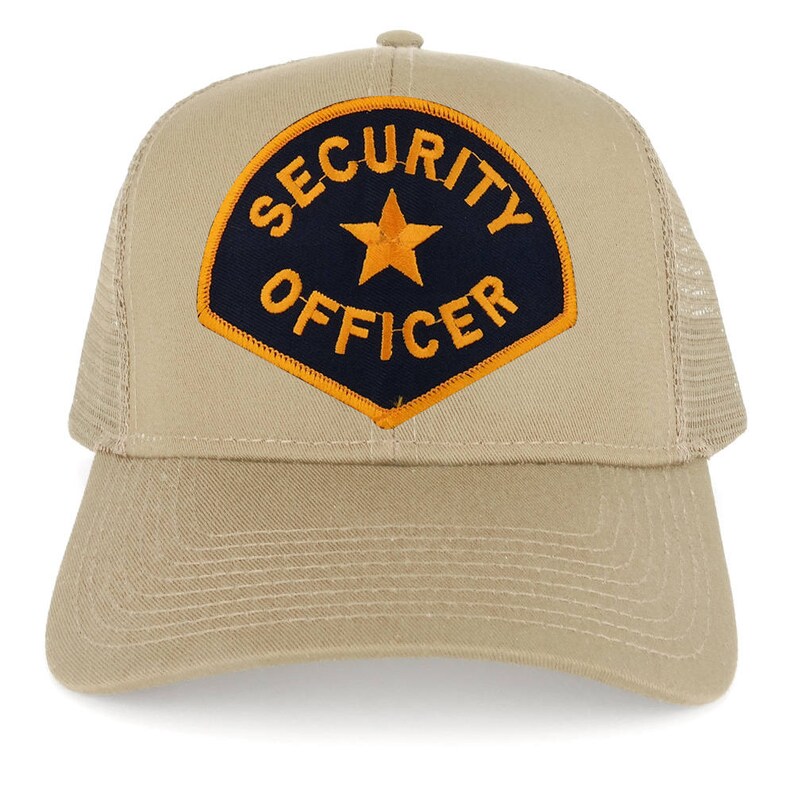 Security Officer Large Navy Gold Embroidered Iron on Patch Adjustable Trucker Mesh Cap 30-287-PM4007 image 5