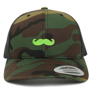 Green Mustache Patch Retro Fit Trucker Mesh Cap