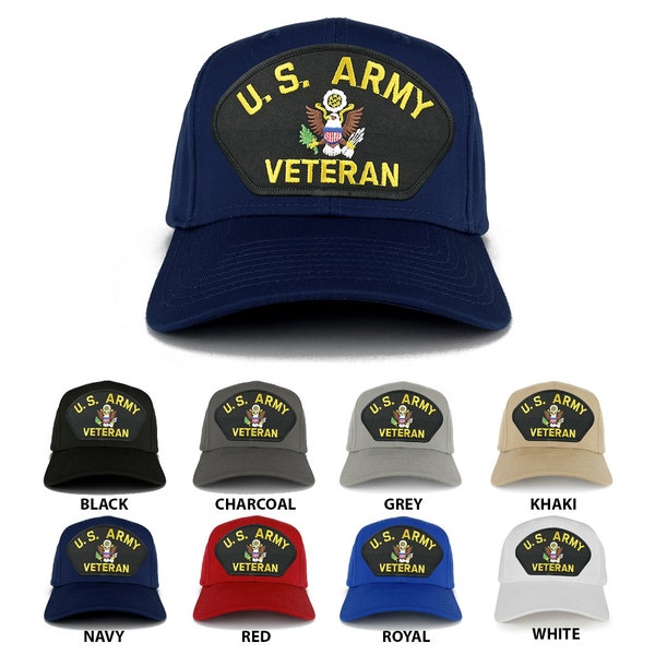 US ARMY Veteran Large Embroidered Iron on Patch Adjustable Baseball Cap (27-079-PML119)