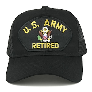 Stor, broderad stryklapp för pensionerad amerikansk armé, justerbar nätkeps (30-287-PML118-USARMY)