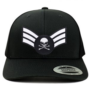 Crossbone Skull with 3 Strips Patch Retro Fit Trucker Mesh Cap (AC-6606-SOTHER-4)