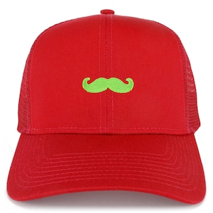 Green Mustache Patch Structured Trucker Mesh Cap