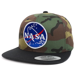NASA Meatball Patch Two Tone Camo Black Flatbill Snapback Baseball Cap (FLEX-6089TC-MEATBALL)