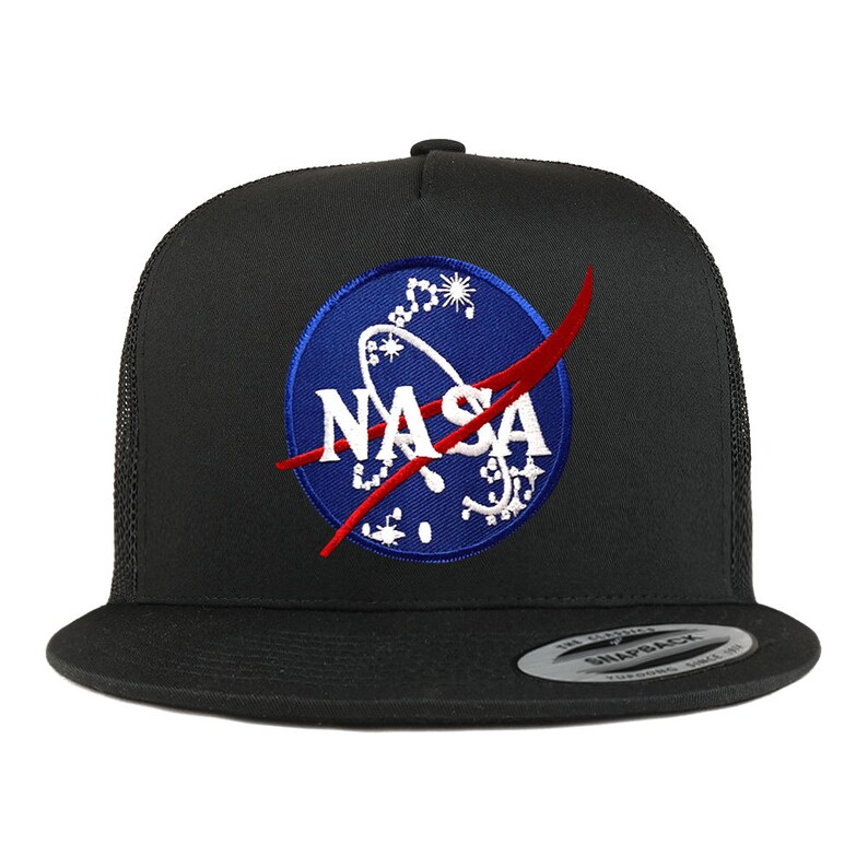 Oversize XXL NASA Insignia Logo Patch 5 Panel Flatbill Snapback Mesh ...