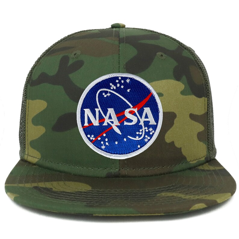 Oversize XXL NASA Meatball Logo Patch Camouflage Flatbill Mesh Snapback ...
