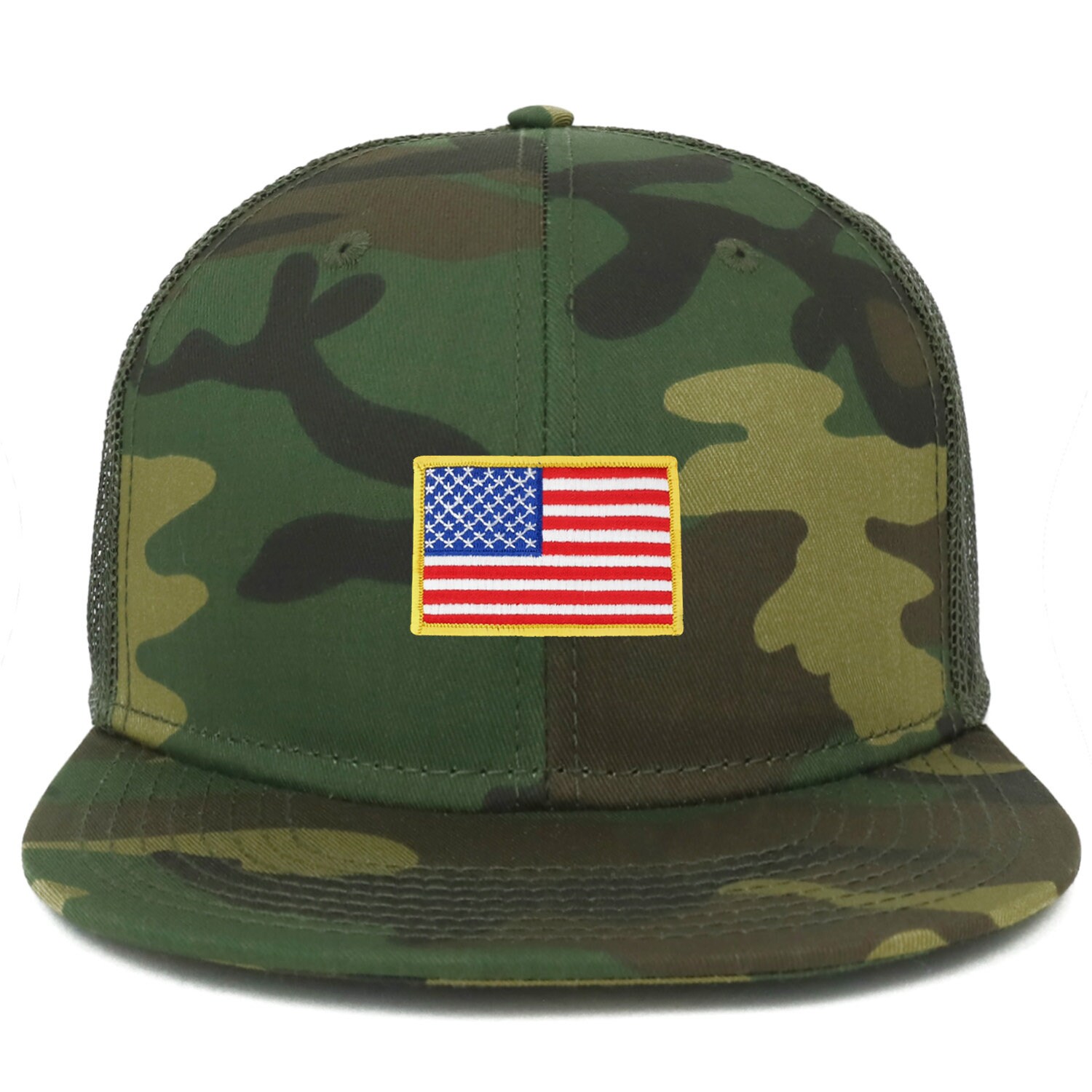 Armycrew Oversized XXL Snapback Cap With USA Flag Patch - Navy Mesh Trucker Hat